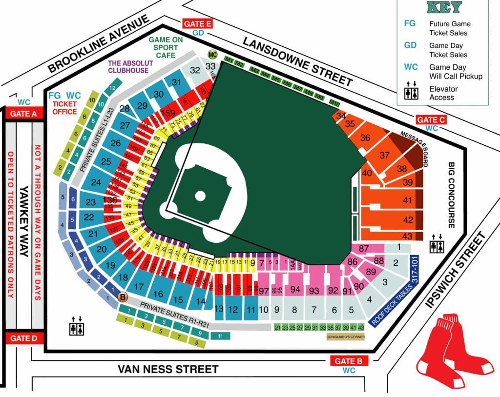 Fenway இருக்கை வரைபடம்